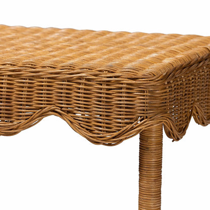 Oteria Bohemian Light Honey Scalloped Rattan Side Table