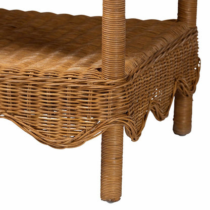 Oteria Bohemian Light Honey Scalloped Rattan Side Table