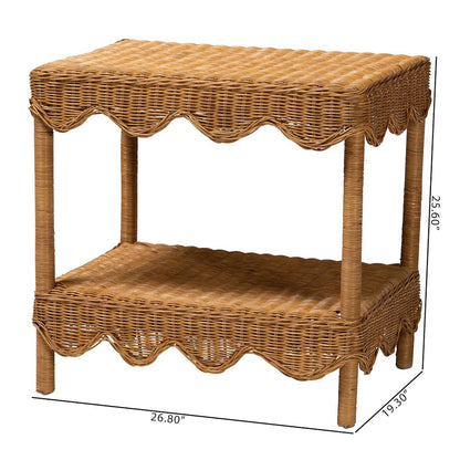 Oteria Bohemian Light Honey Scalloped Rattan Side Table