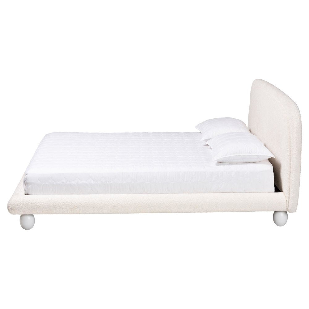 Eladio Modern Luxe Ivory Boucle Fabric Queen Size Bed