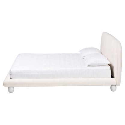 Eladio Modern Luxe Ivory Boucle Fabric Queen Size Bed