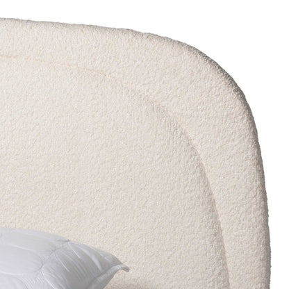 Eladio Modern Luxe Ivory Boucle Fabric Queen Size Bed