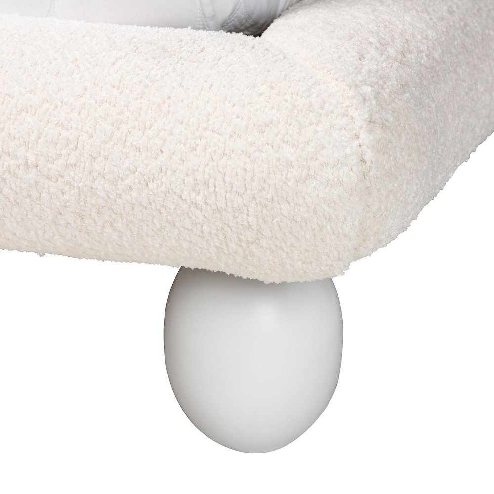 Eladio Modern Luxe Ivory Boucle Fabric Queen Size Bed
