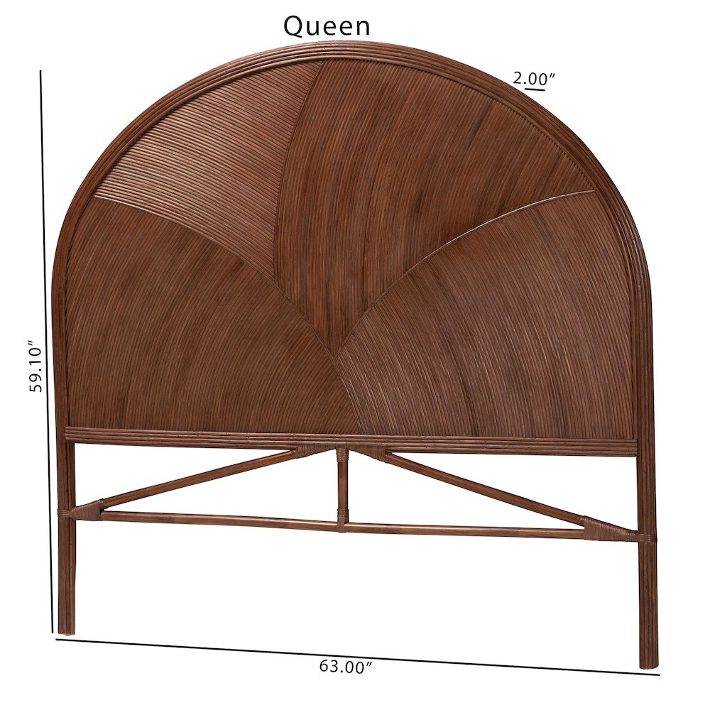 Seana Bohemian Dark Brown Rattan Queen Size Standalone Headboard