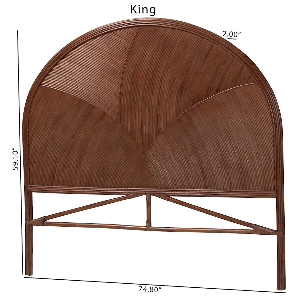 Seana Bohemian Dark Brown Rattan Queen Size Standalone Headboard