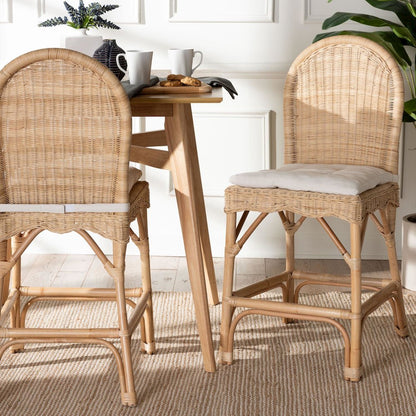 Bilu Bohemian Natural Rattan 2-Piece Counter Stool Set