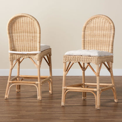 Bilu Bohemian Natural Rattan 2-Piece Counter Stool Set