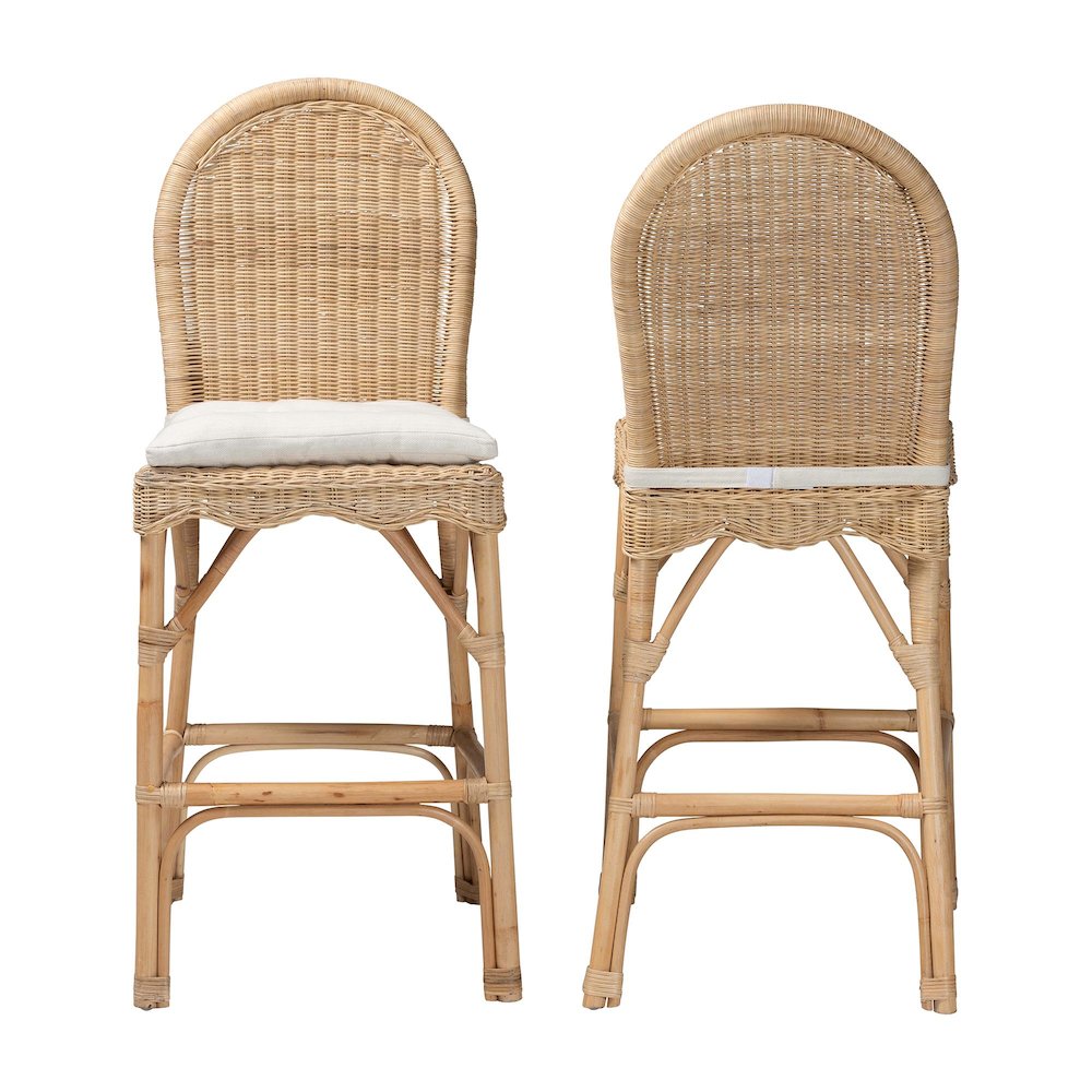 Bilu Bohemian Natural Rattan 2-Piece Bar Stool Set