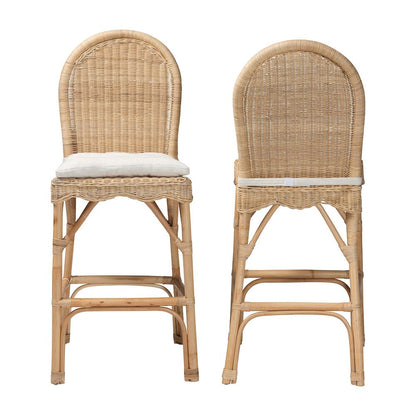 Bilu Bohemian Natural Rattan 2-Piece Bar Stool Set