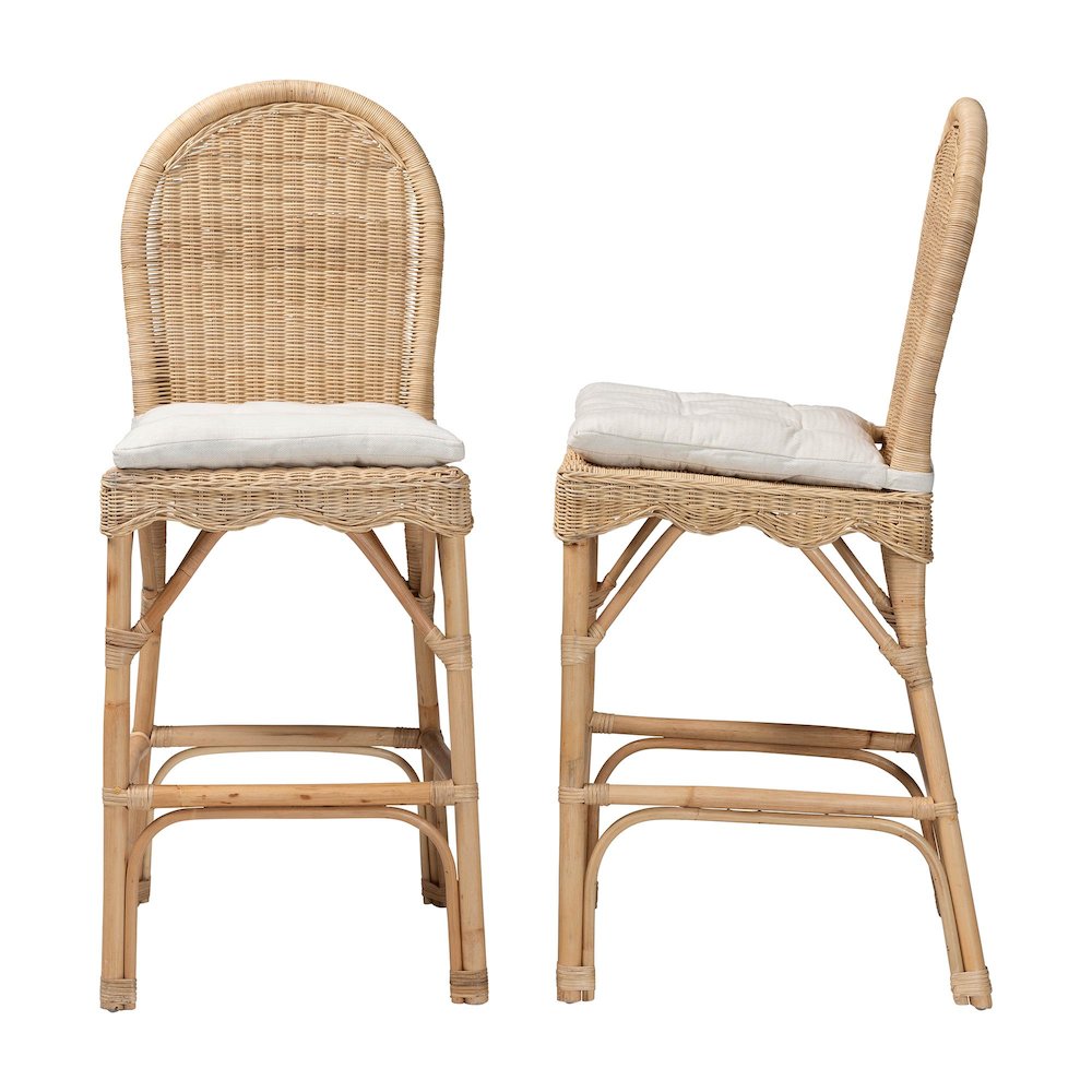 Bilu Bohemian Natural Rattan 2-Piece Bar Stool Set