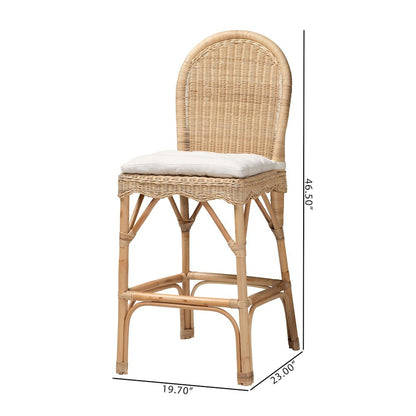 Bilu Bohemian Natural Rattan 2-Piece Bar Stool Set