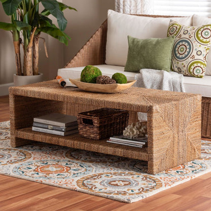 Liza Rectangle Seagrass Coffee Table - Handwoven Natural Fiber Frame