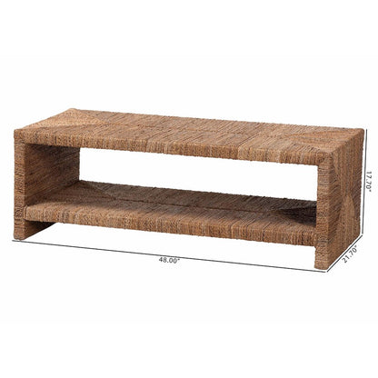Liza Rectangle Seagrass Coffee Table - Handwoven Natural Fiber Frame