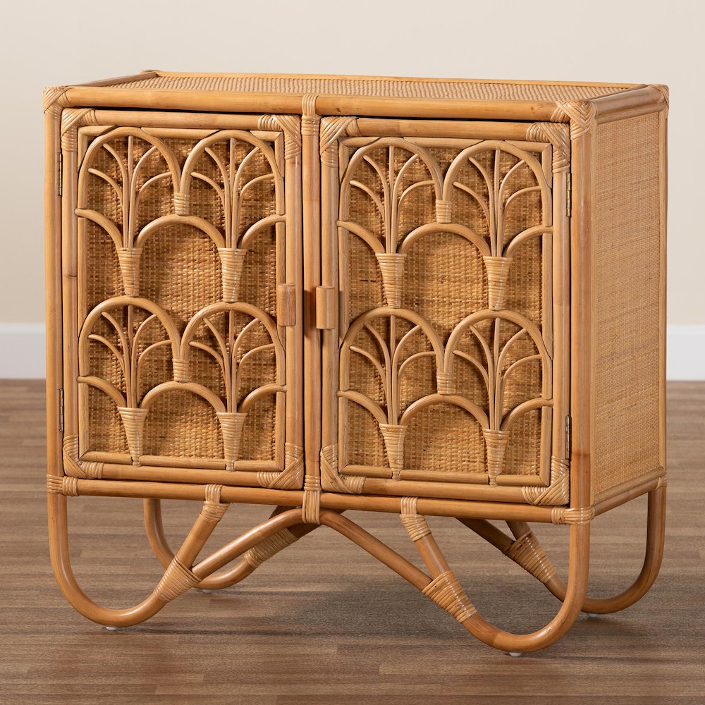 Baylor Bohemian Light Honey Rattan Storage Cabinet