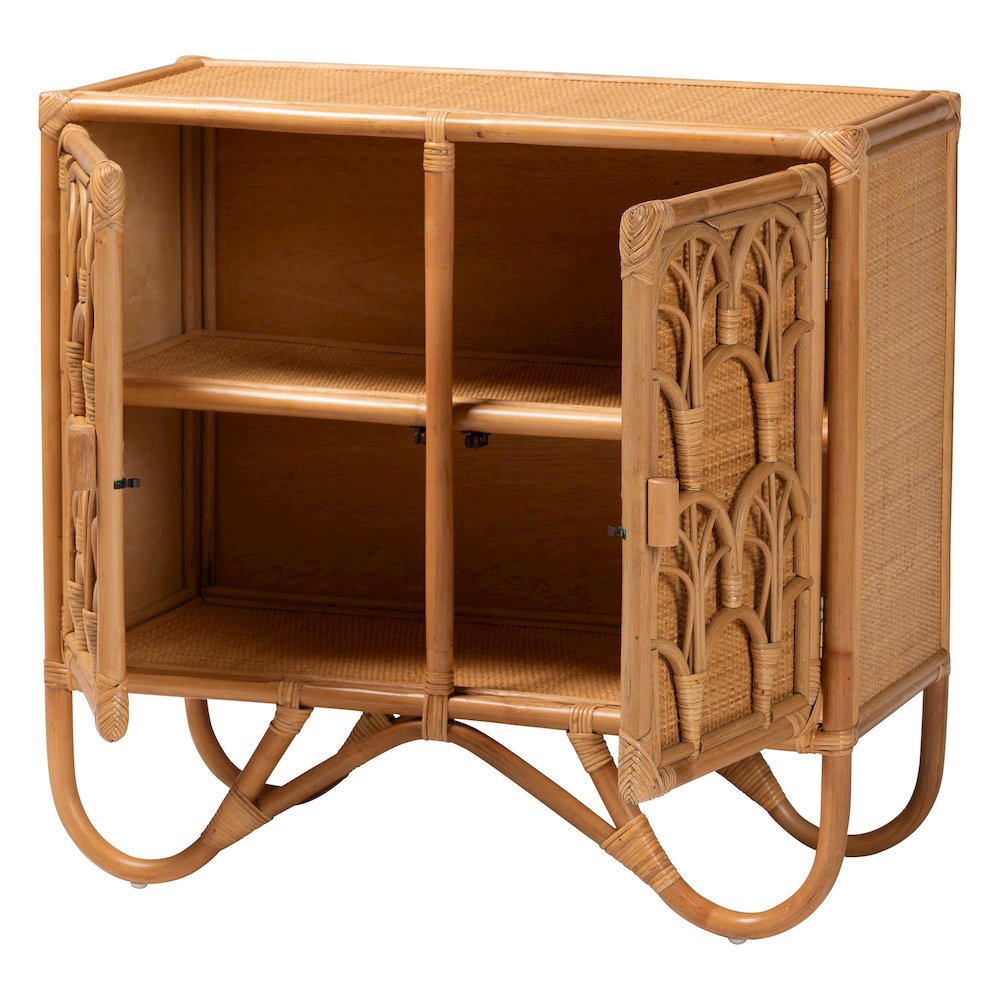 Baylor Bohemian Light Honey Rattan Storage Cabinet