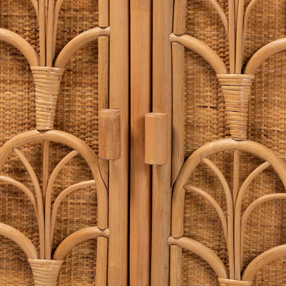 Baylor Bohemian Light Honey Rattan Storage Cabinet