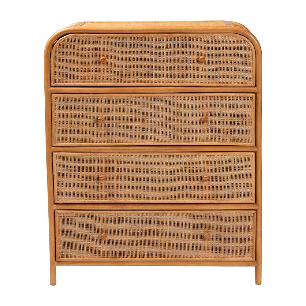Sampit Natural Rattan 4-Drawer Storage Cabinet - Handwoven Cane Displaying Unit