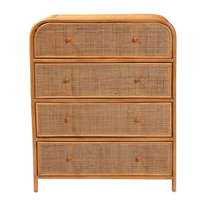 Sampit Natural Rattan 4-Drawer Storage Cabinet - Handwoven Cane Displaying Unit