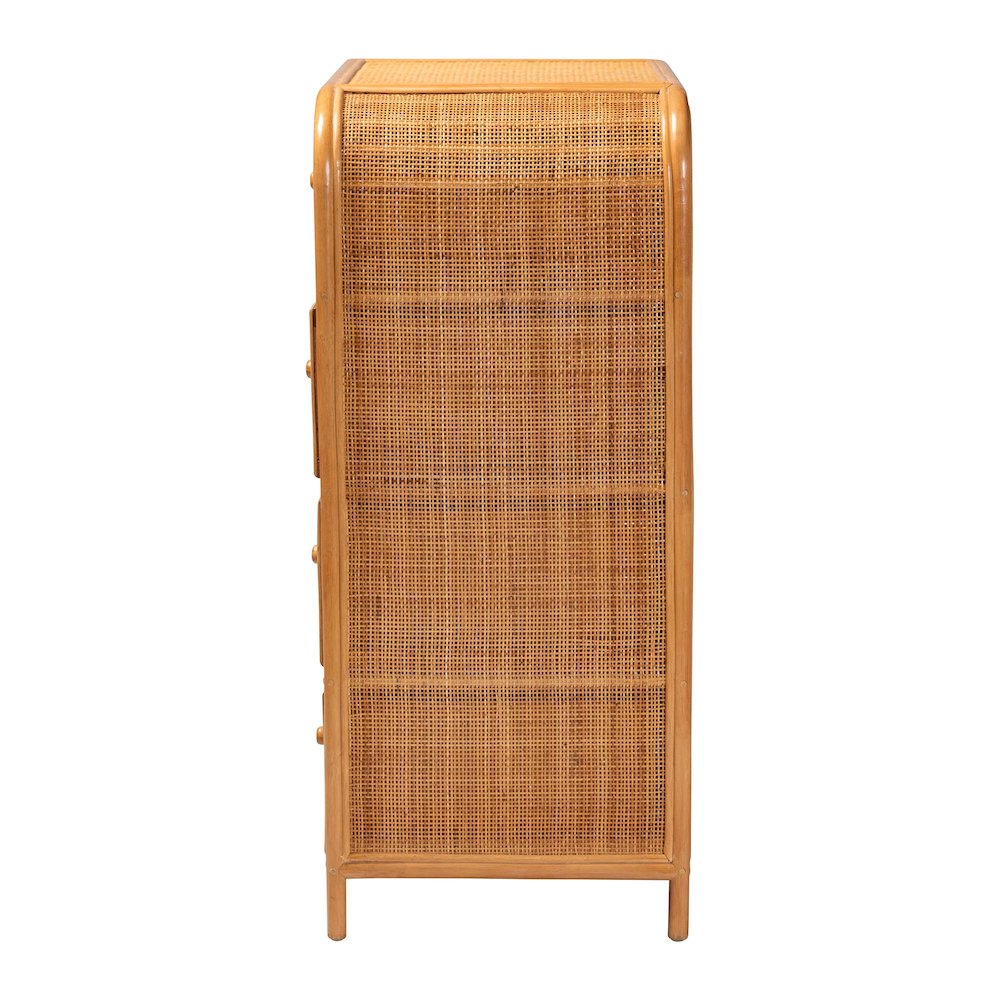 Sampit Natural Rattan 4-Drawer Storage Cabinet - Handwoven Cane Displaying Unit