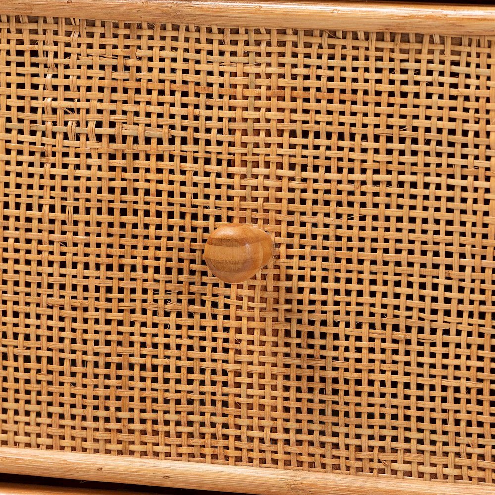 Sampit Natural Rattan 4-Drawer Storage Cabinet - Handwoven Cane Displaying Unit
