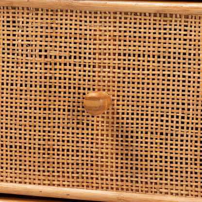 Sampit Natural Rattan 4-Drawer Storage Cabinet - Handwoven Cane Displaying Unit