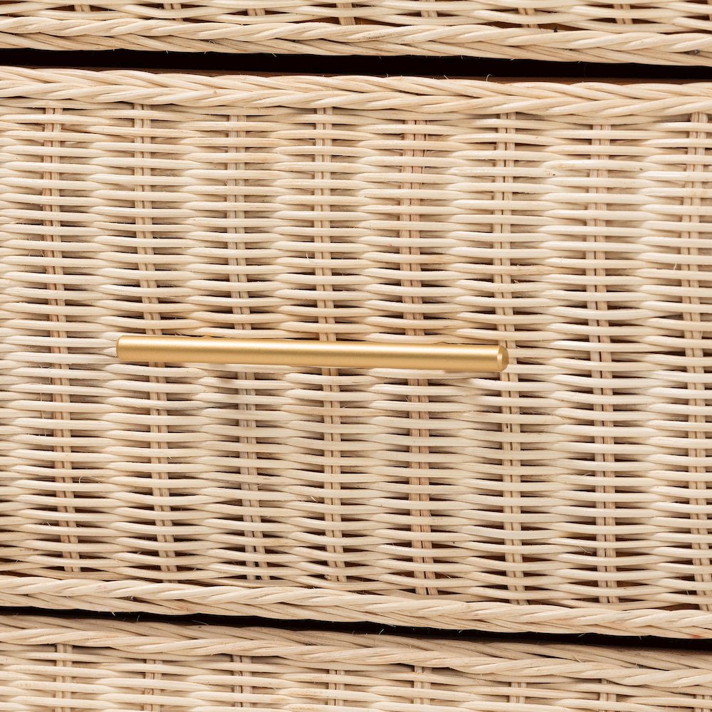 Lanica Japandi Sun-Bleached Braided Rattan Queen Size 4-Piece Bedroom Set