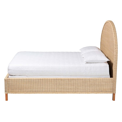 Lanica Japandi Sun-Bleached Braided Rattan Queen Size Bed