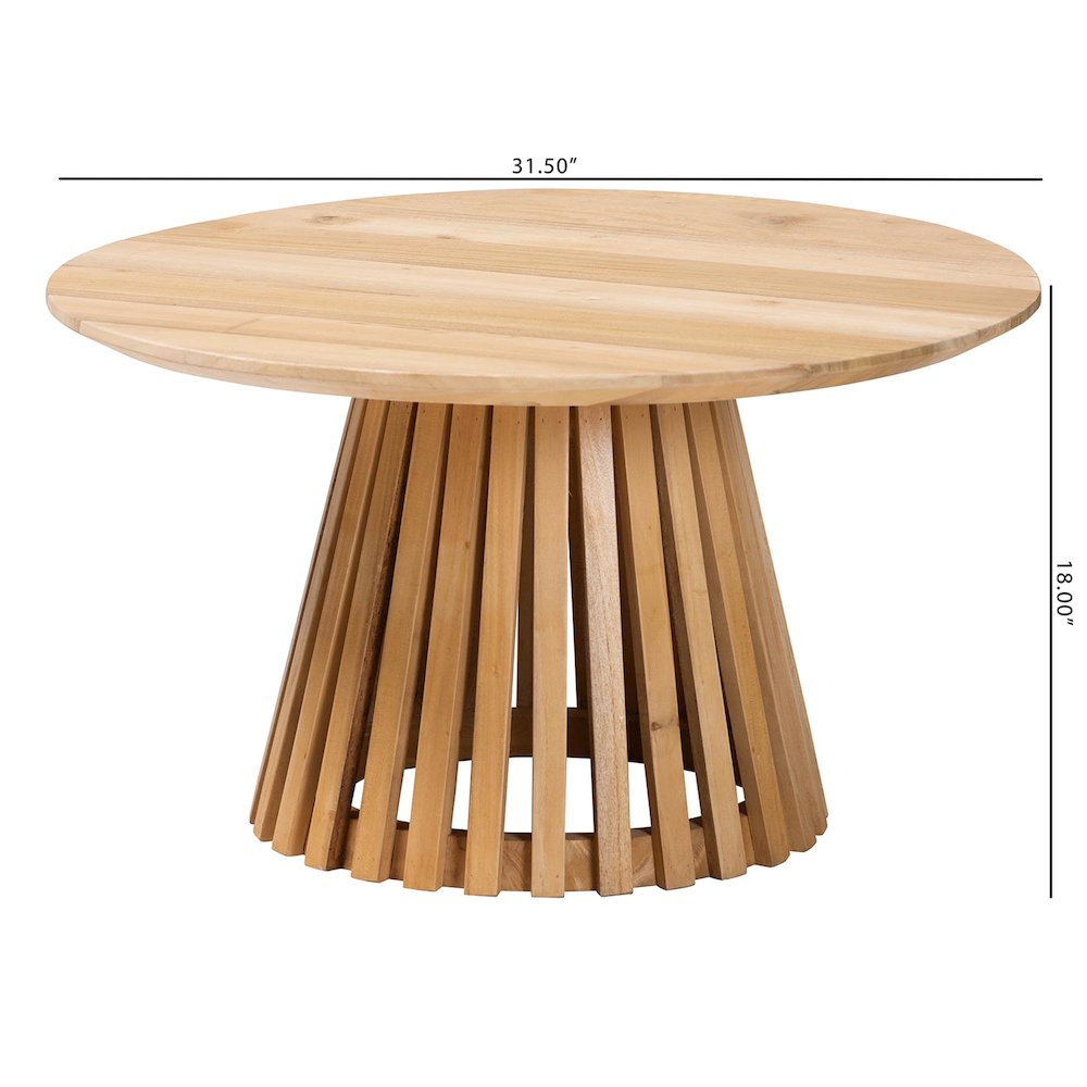Caribic Modern Slatted Acacia Wood Coffee Table