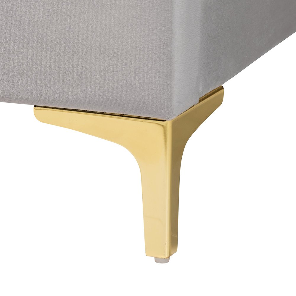 Glam and Luxe Light Grey Velvet Seashell-Headboard Queen Size Platform Bed