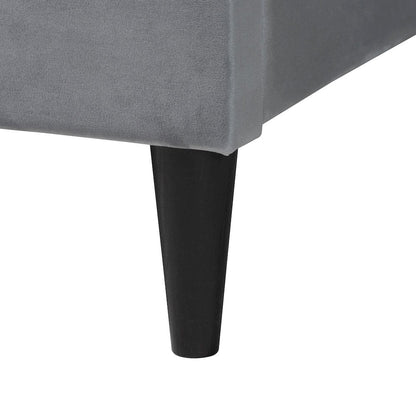 Payne Modern Glam Grey Velvet and Dark Brown Wood Queen Bed
