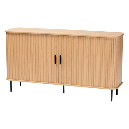 Baxton Studio Lucia Fluted Wood Sideboard - Mid-Century Modern Buffet Cabinet