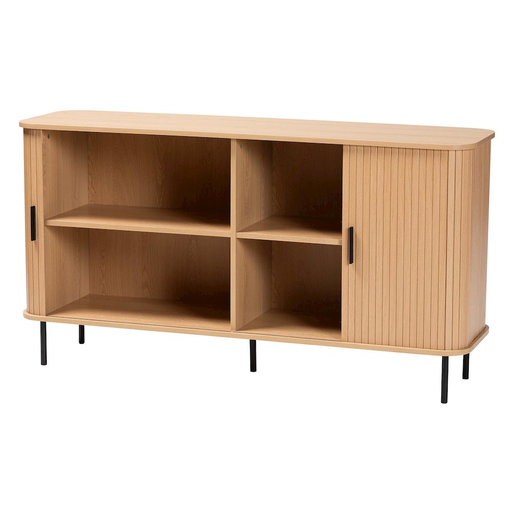 Baxton Studio Lucia Fluted Wood Sideboard - Mid-Century Modern Buffet Cabinet