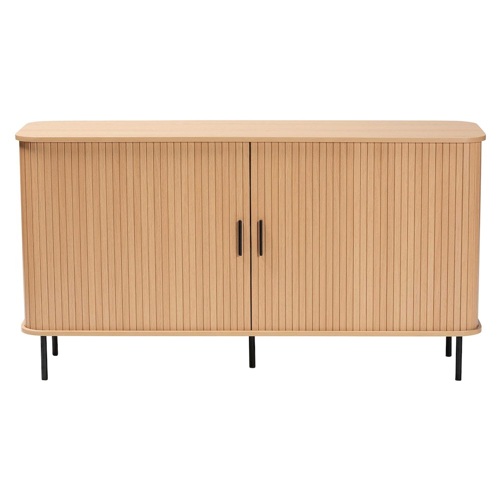 Baxton Studio Lucia Fluted Wood Sideboard - Mid-Century Modern Buffet Cabinet