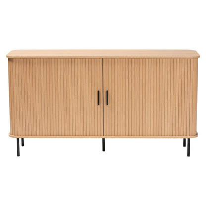 Baxton Studio Lucia Fluted Wood Sideboard - Mid-Century Modern Buffet Cabinet