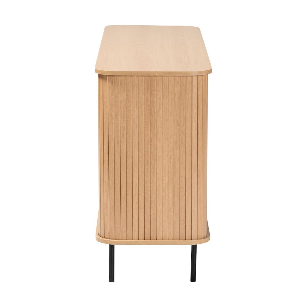 Baxton Studio Lucia Fluted Wood Sideboard - Mid-Century Modern Buffet Cabinet