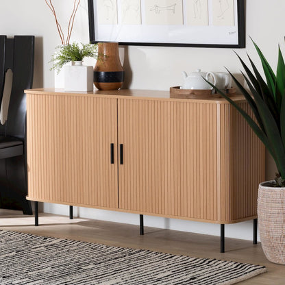 Baxton Studio Lucia Fluted Wood Sideboard - Mid-Century Modern Buffet Cabinet
