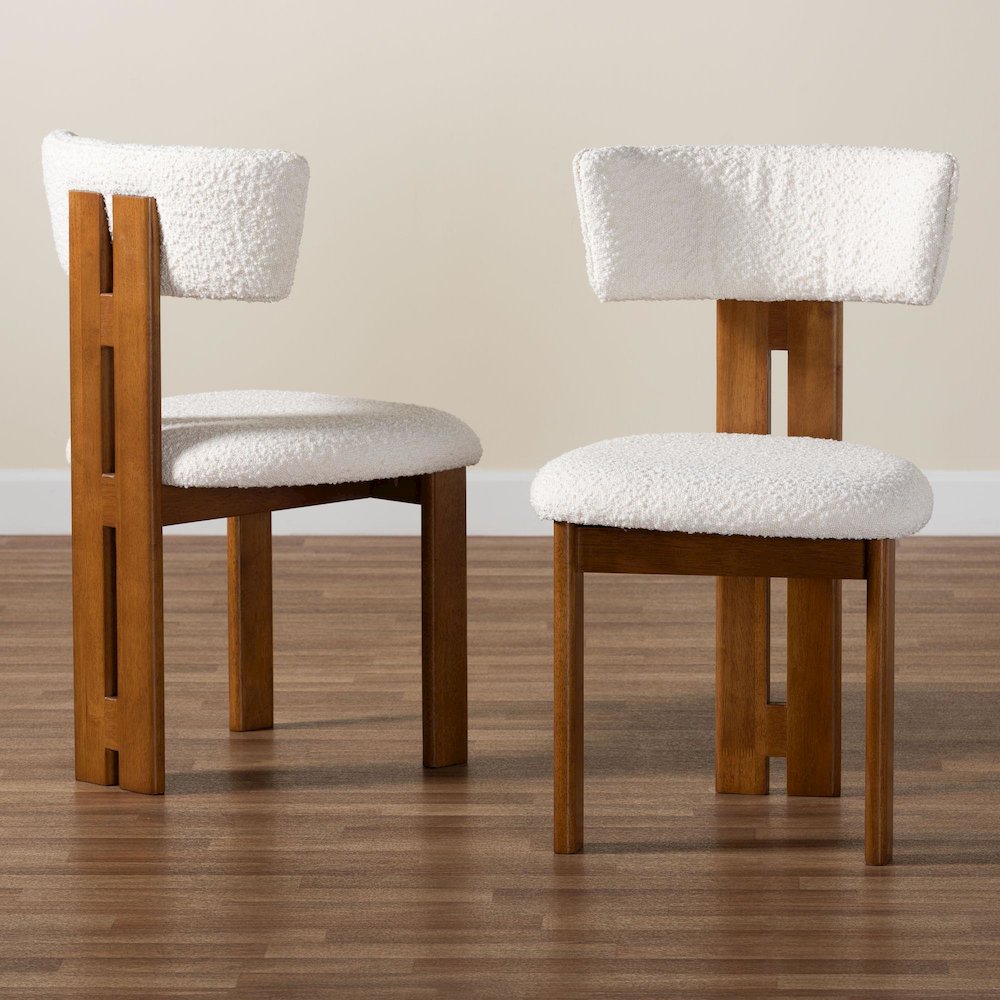 Kyren Modern Cream Boucle Dining Chair