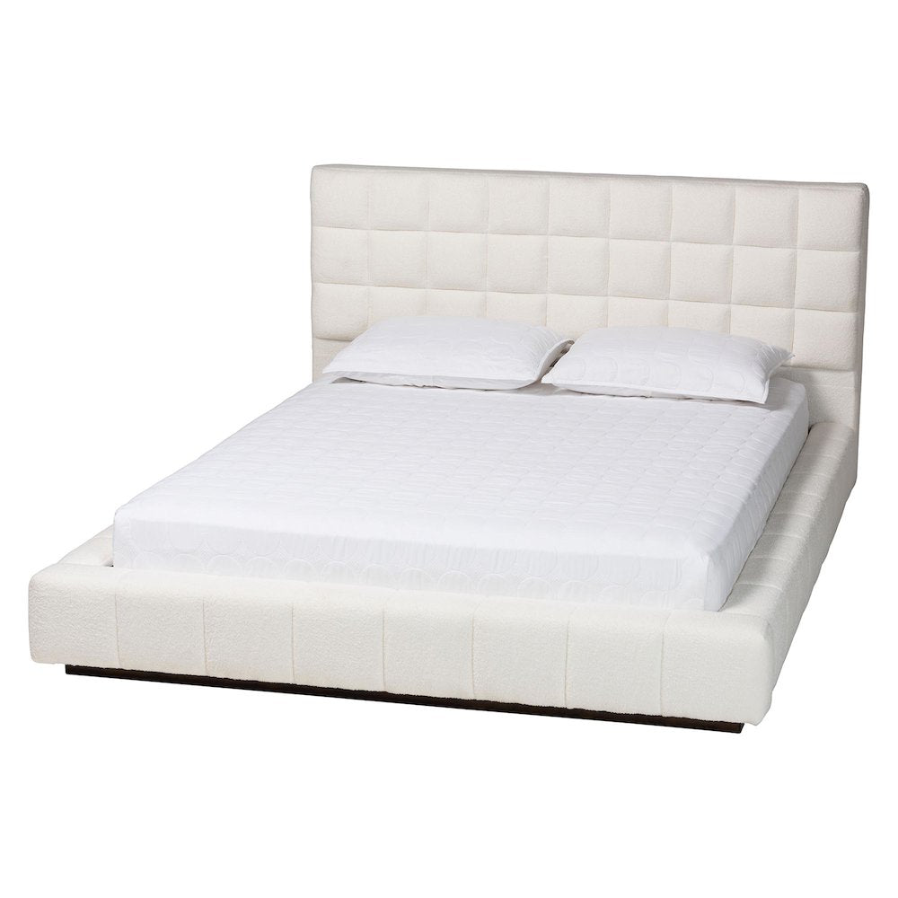Studio Braylin Glam and Luxe Teddy-Bear Fabric Queen Size Platform Bed