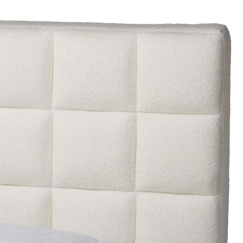 Studio Braylin Glam and Luxe Teddy-Bear Fabric Queen Size Platform Bed