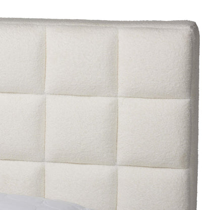 Studio Braylin Glam and Luxe Teddy-Bear Fabric Queen Size Platform Bed