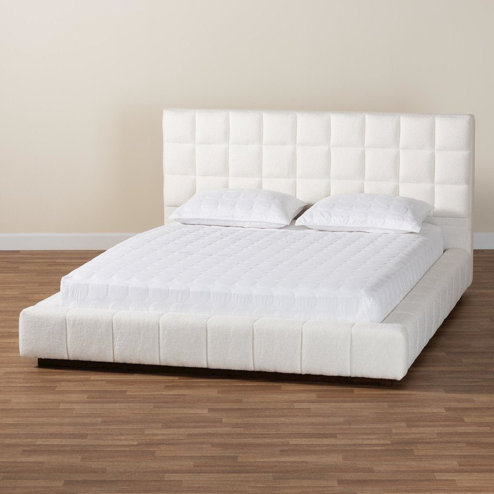Studio Braylin Glam and Luxe Teddy-Bear Fabric Queen Size Platform Bed
