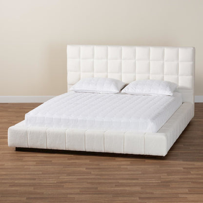 Studio Braylin Glam and Luxe Teddy-Bear Fabric Queen Size Platform Bed