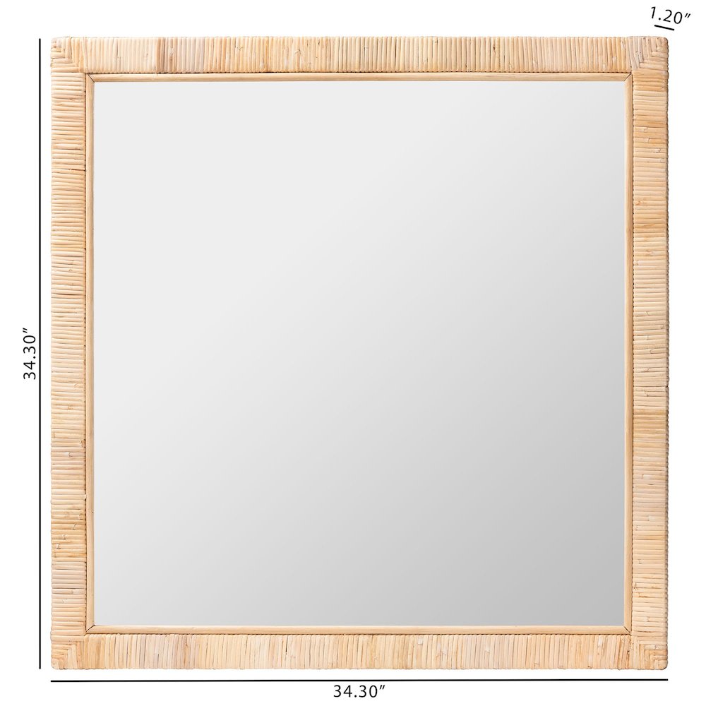 Lankston Bohemian Natural Rattan Square Accent Wall Mirror