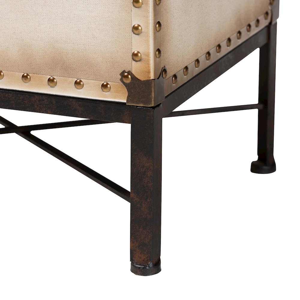 Laura Vintage White Canvas Lift-Top Trunk End Table