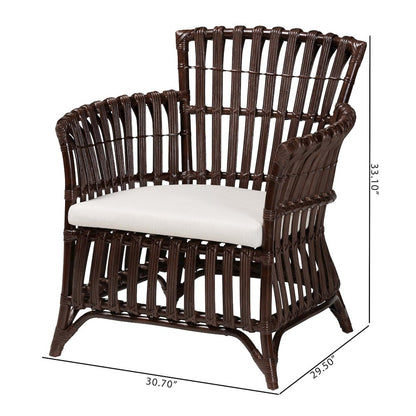 Brooklyn Bohemian Very Dark Brown Rattan Arm Chair