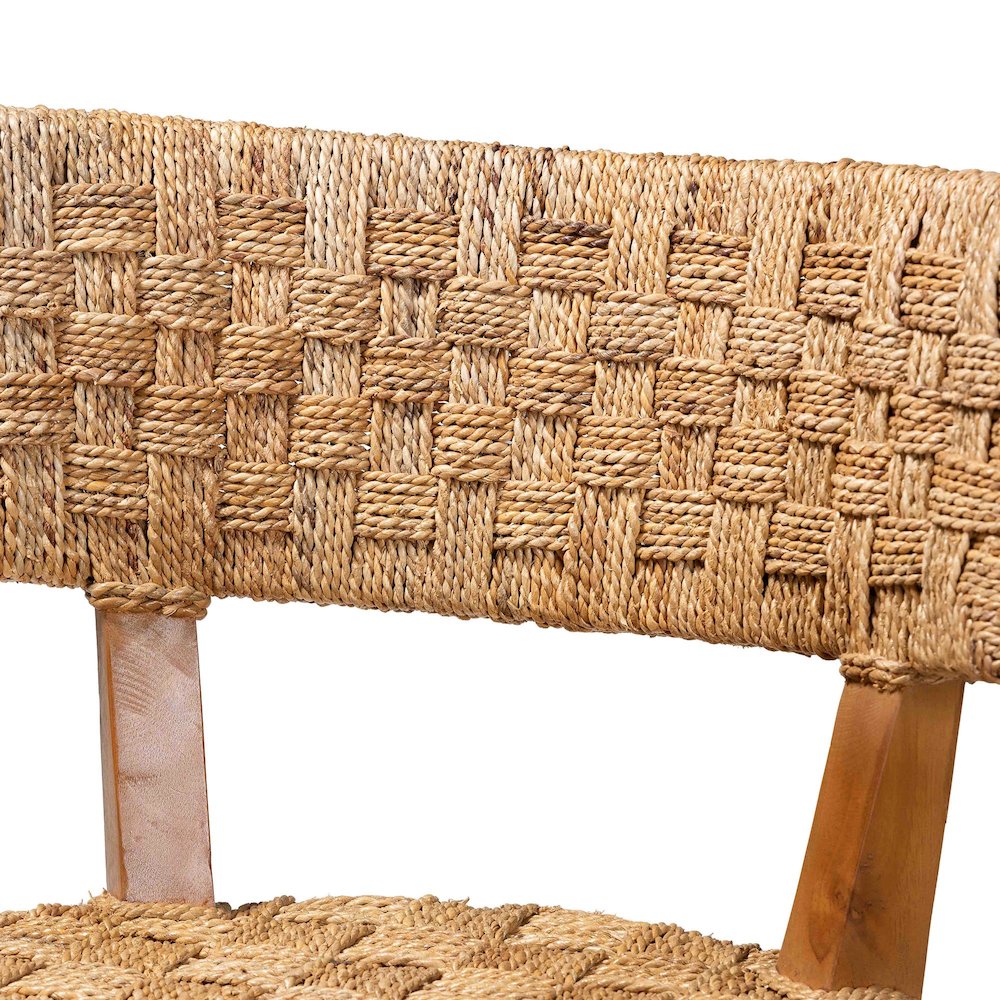 Sabit Bohemian Seagrass and Mahogany Wood Counter Stool