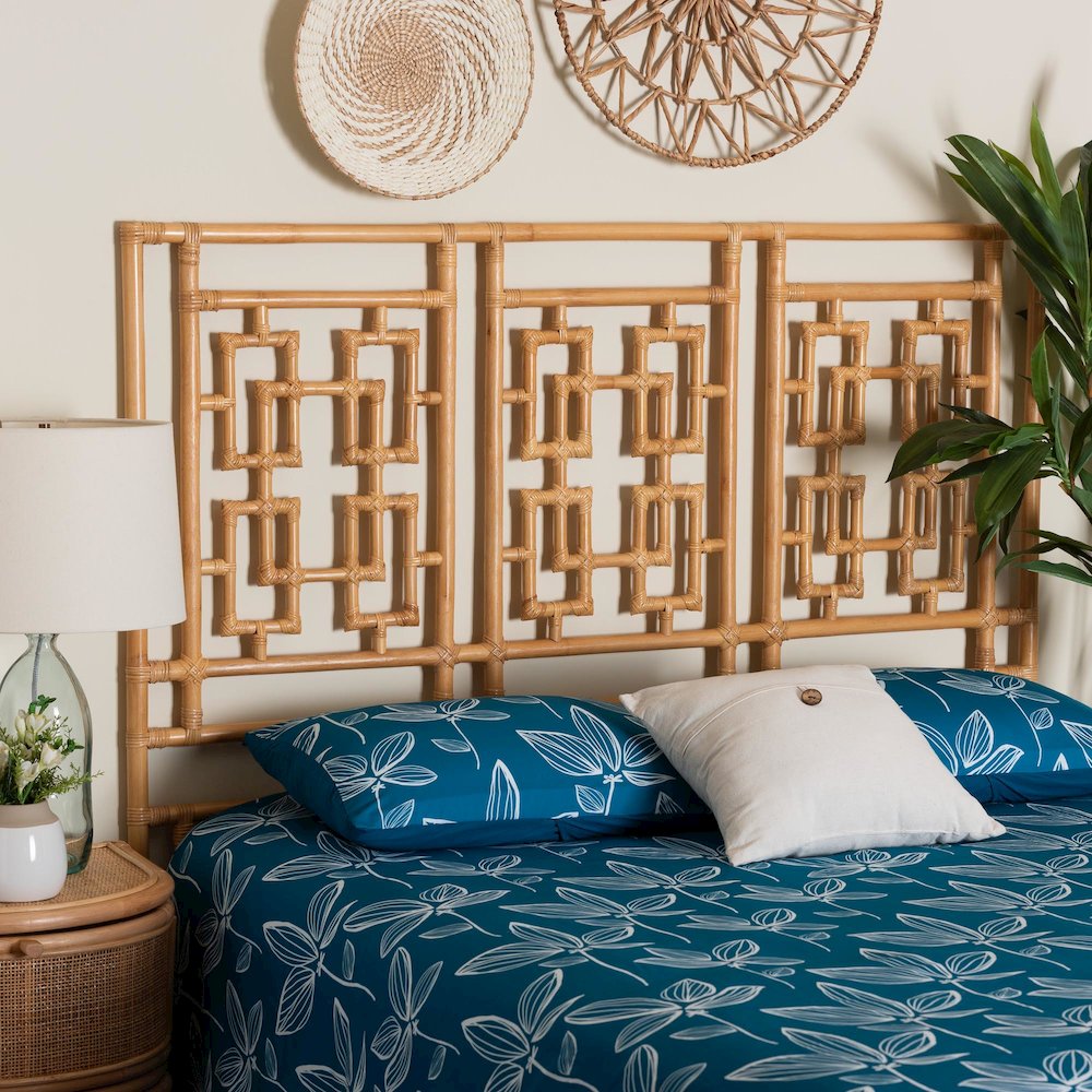 Galvan Bohemian Natural Rattan Queen Size Standalone Headboard