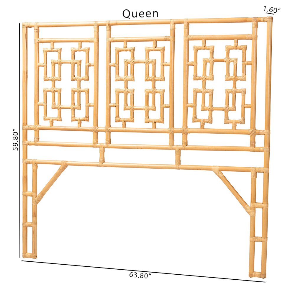 Galvan Bohemian Natural Rattan Queen Size Standalone Headboard