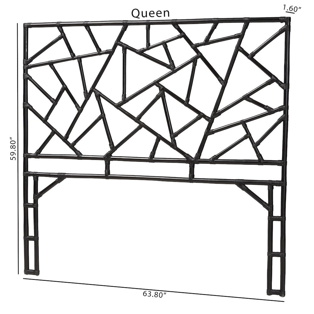 Frydel Black Rattan Queen Size Standalone Headboard
