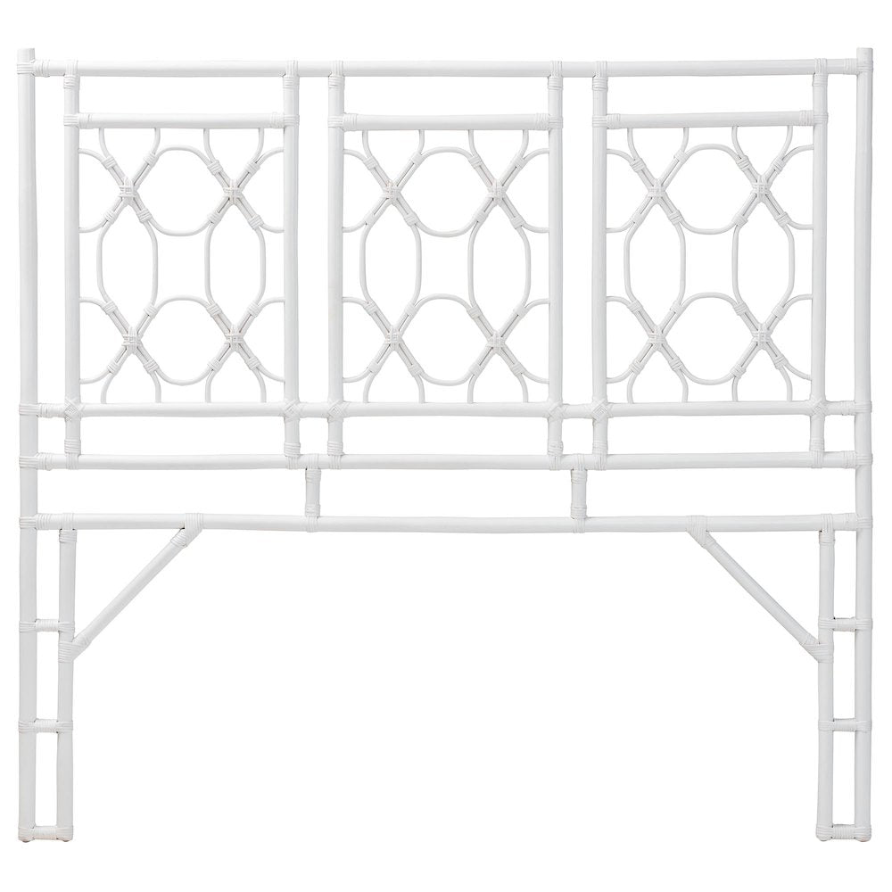 Sampson Bohemian White Rattan Queen Size Standalone Headboard